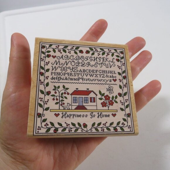 Rubber Stamps Wood Mounted (Sampler "Happiness is Home" & Alphabet) - Picture 3 of 6